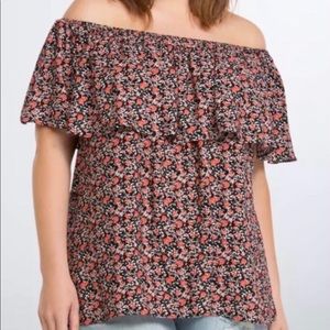Torrid floral off the shoulder ruffle blouse